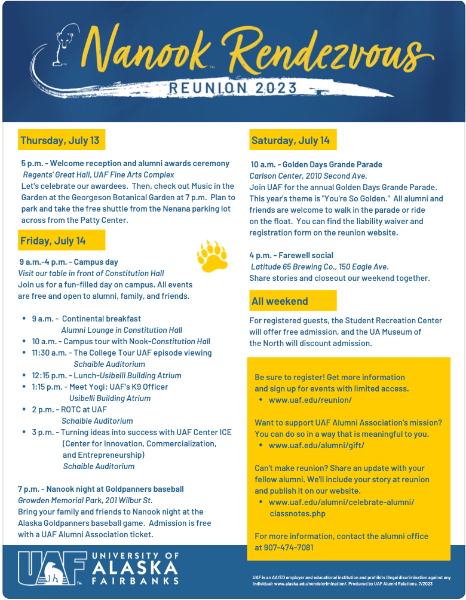 Download reunion schedule flyer PDF