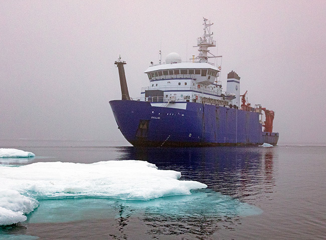 R/V Sikuliaq on the ocean. Photo by Roger Topp