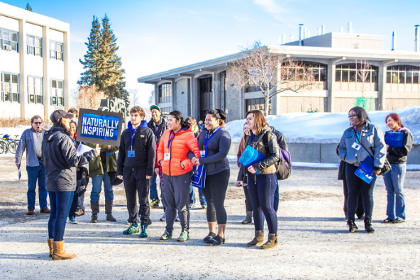 Prospective UAF students on a campus tour