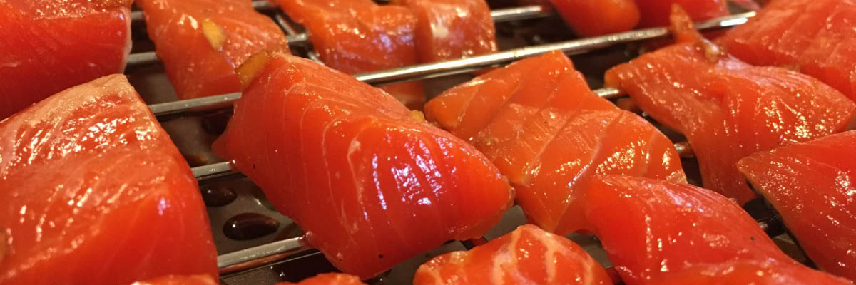 salmon strips curing
