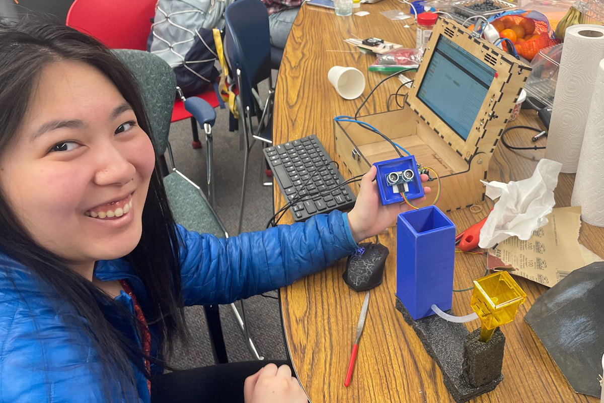 Student working on a project