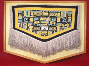 The traditional formline designs of Northwest Coast cultures can be seen in this Chilkat robe from the UA Museum of the North’s collections. UAMN photo
