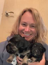 Laurie with Puppies