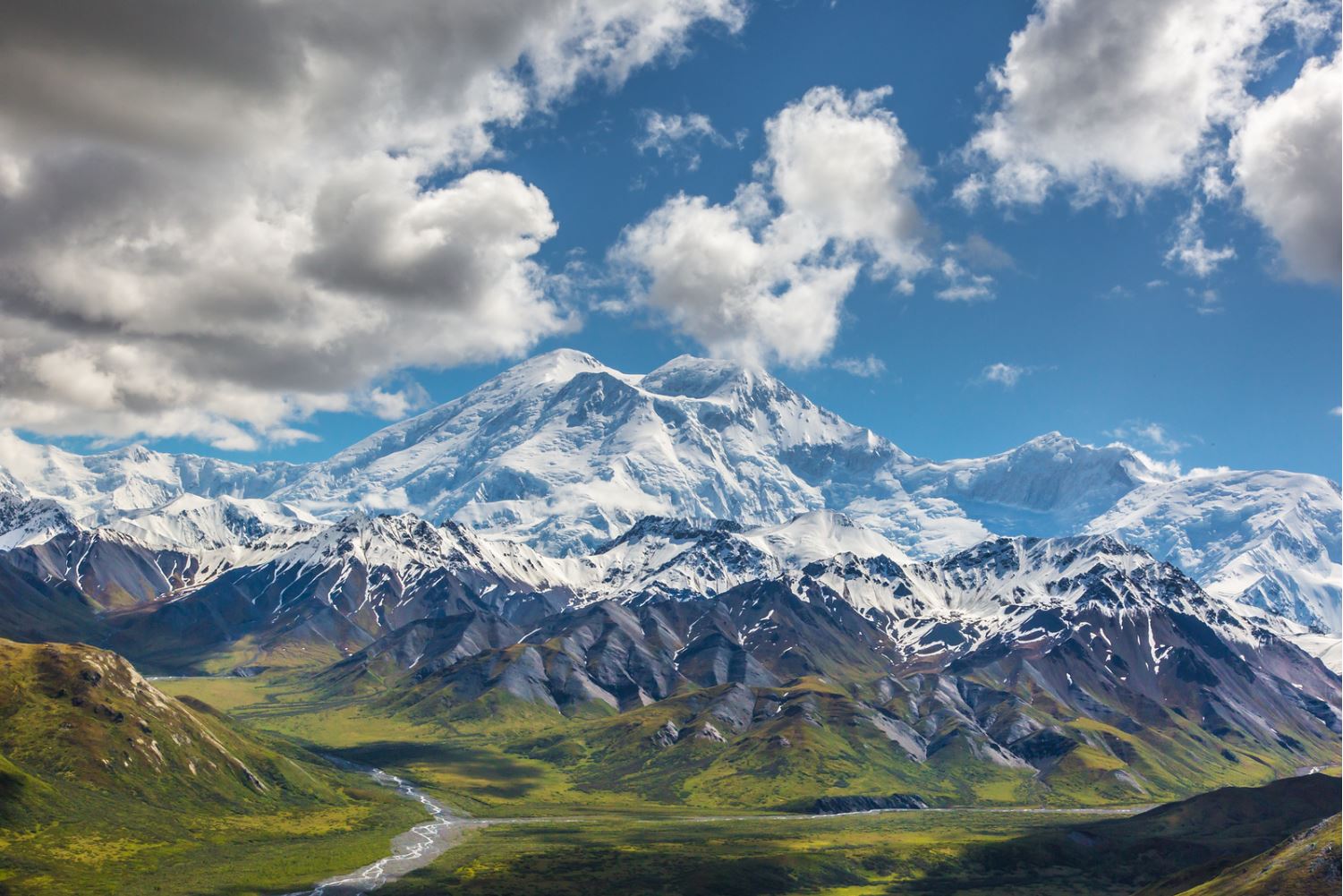 Mt. Foraker, at 17,400 feet, is located just 14 miles southwest of Mt. McKinley Denali National Park and Preserve. It's the second highest peak in the Alaska Range, and third highest in North America.