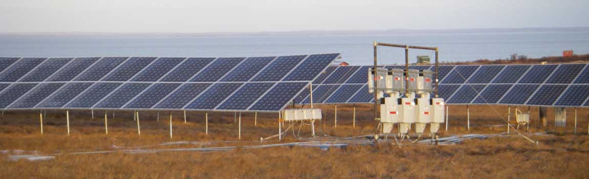An array of solar panels in Naknek, Alaska