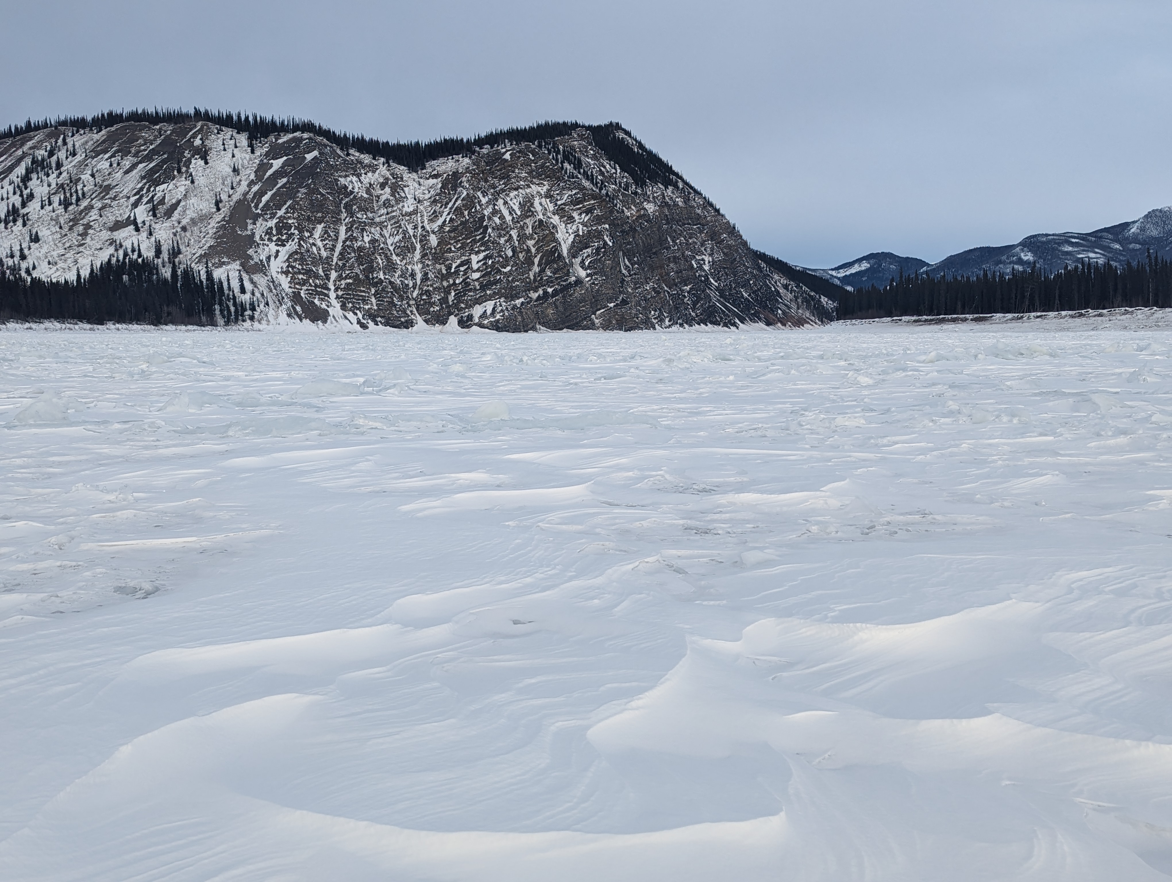Views above the frozen Yukon. 