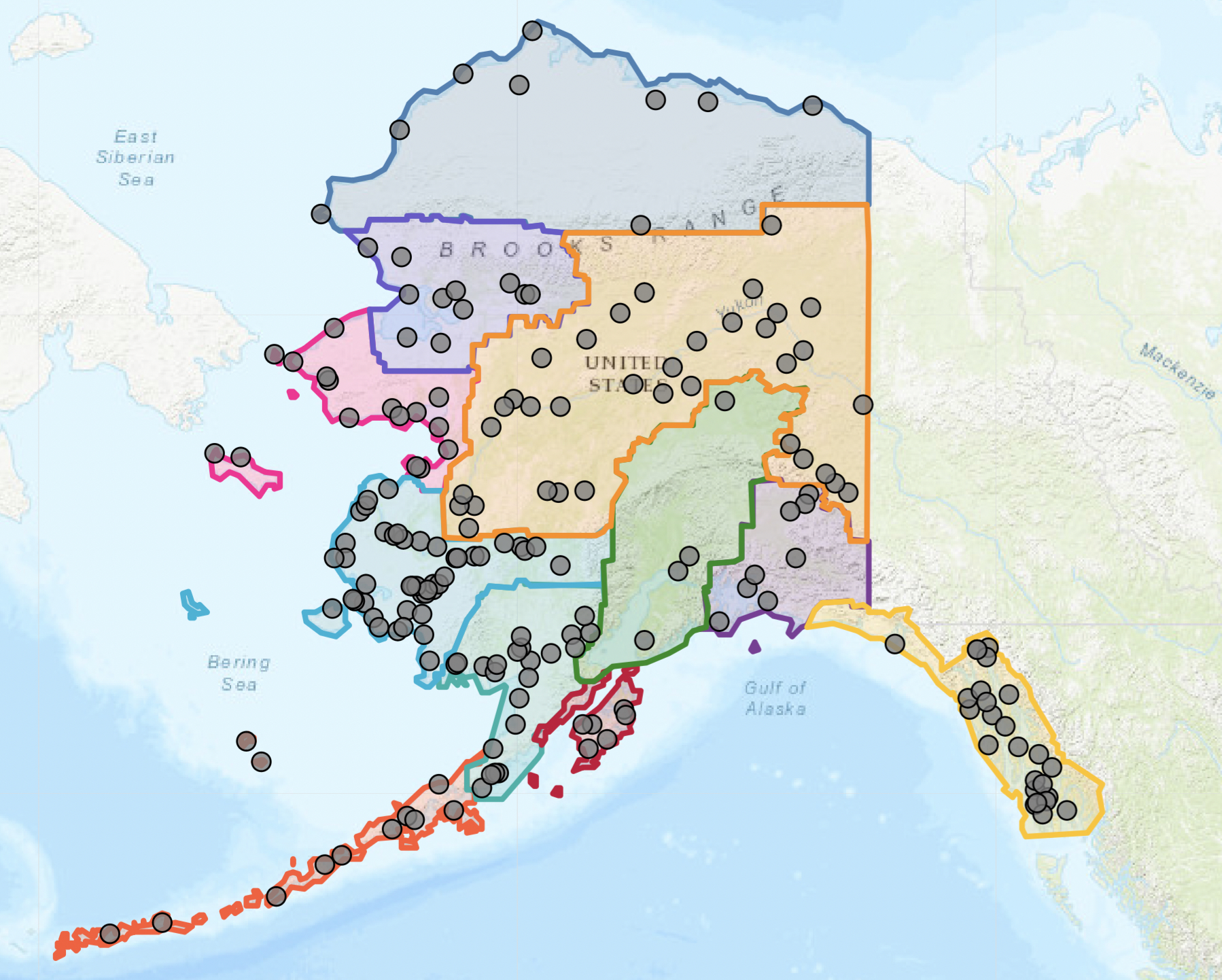 Map of Alaska divided into energy regions. Screenshot from interactive map.