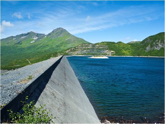 View of Terror Lake damn in Kodiak, Alaska