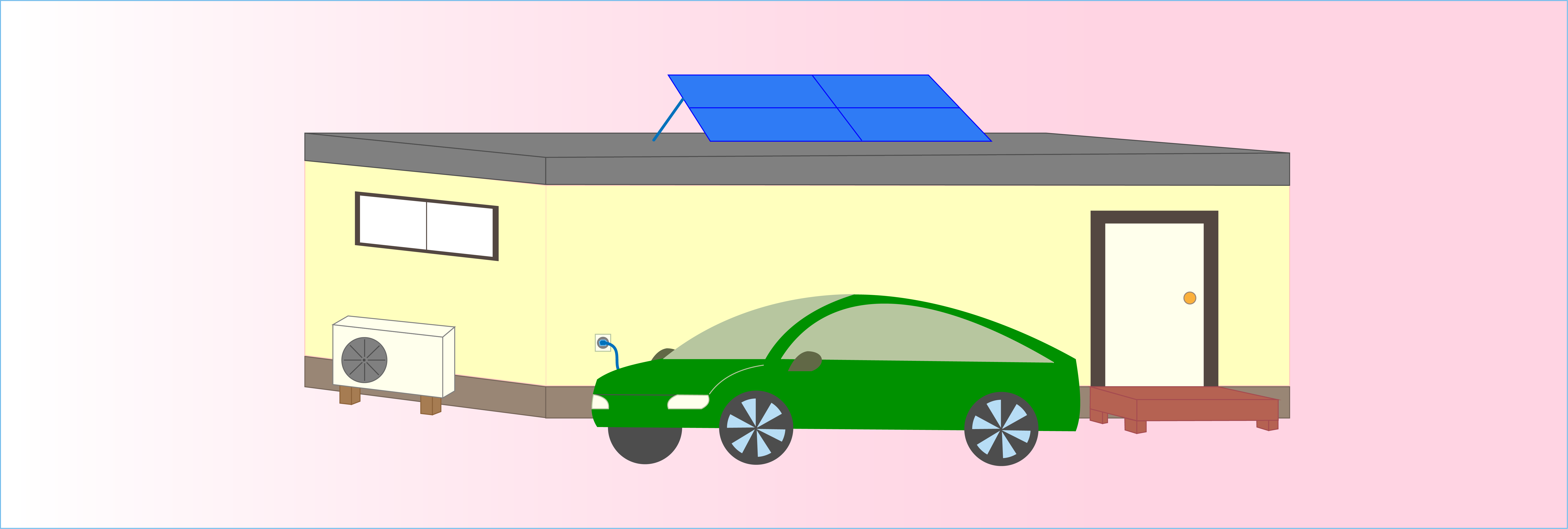 Graphic image of house with green car parked outside