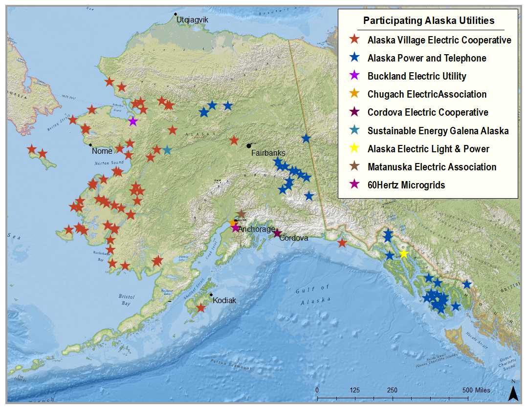 Map of participating Alaska utilities