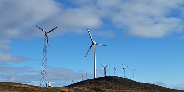 Wind turbines outside of Nome, Alaska.
