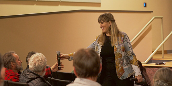 Q & A session during a town hall meeting