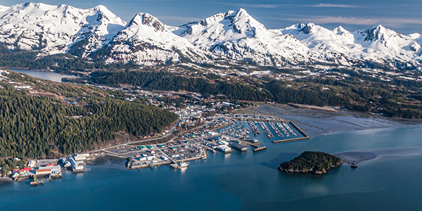 Aerial photo of Cordova, Alaska