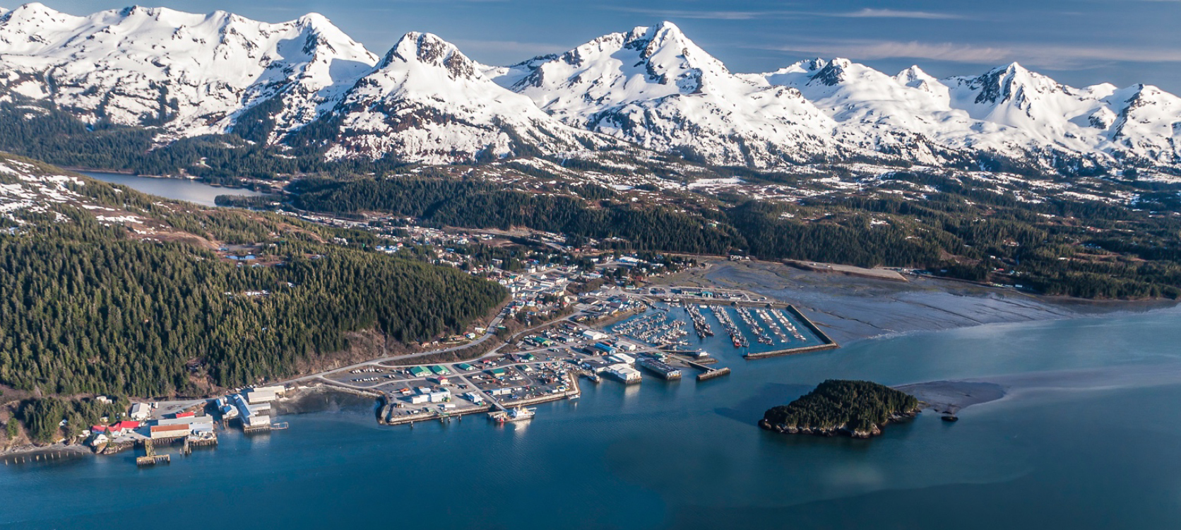 Aerial photo of Cordova, Alaska