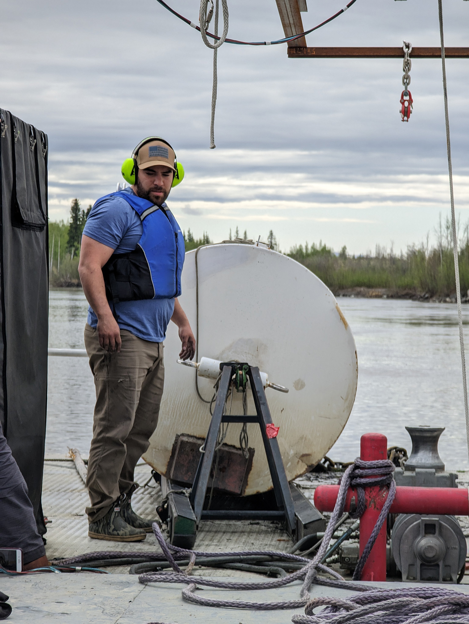 Leo Azizi at the Tanana River Hydrokinetic Test Site.