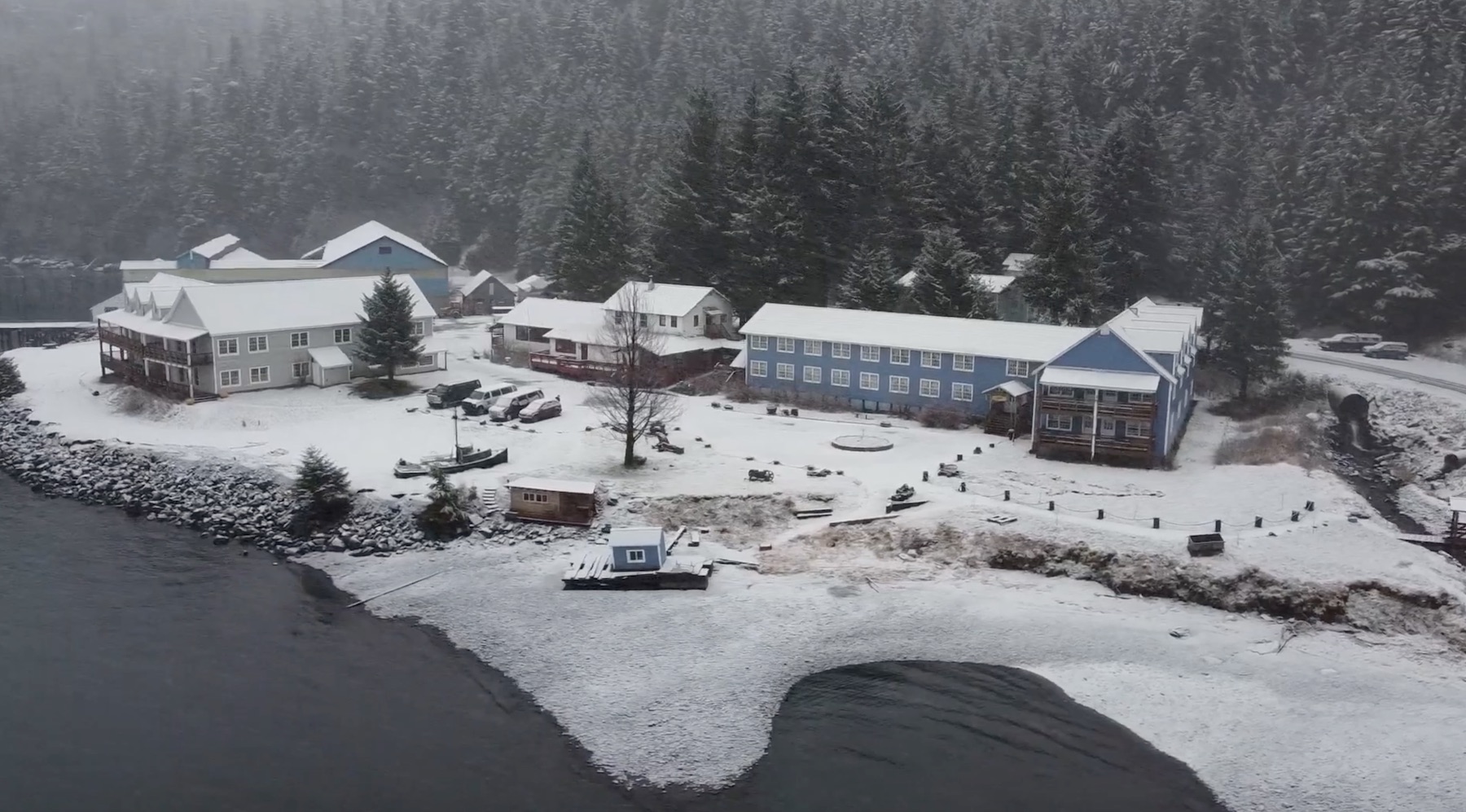 A screenshot of the final video, created by Sydney Lincoln and Spencer Petticrew, of the T3 energy audit in Cordova, Alaska.