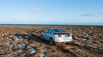 An EV car on tundra