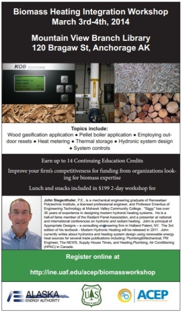 AEA Sponsored Biomass Heating Integration Workshop begins THIS MONDAY, March 3
