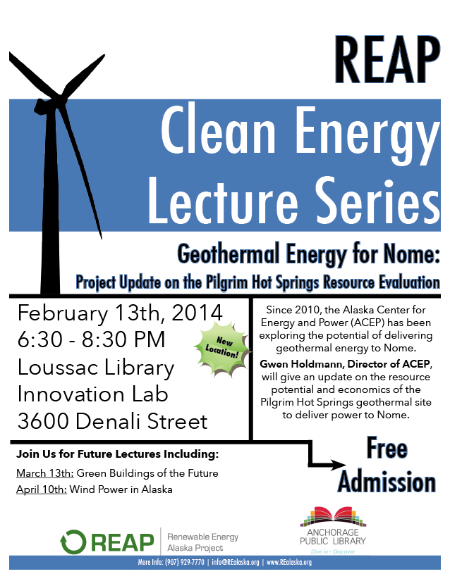 REAP Clean Energy Lecture (Anchorage):  Geothermal Energy for Nome