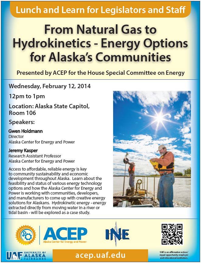 From Natural Gas to Hydrokinetics – Energy Options for Alaska’s Communities: Presentation to House Special Committee on Energy