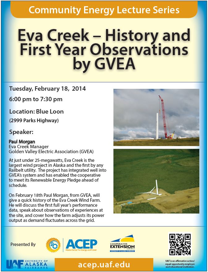 Community Energy Lecture Series: Eva Creek – History and First Year Observations by GVEA