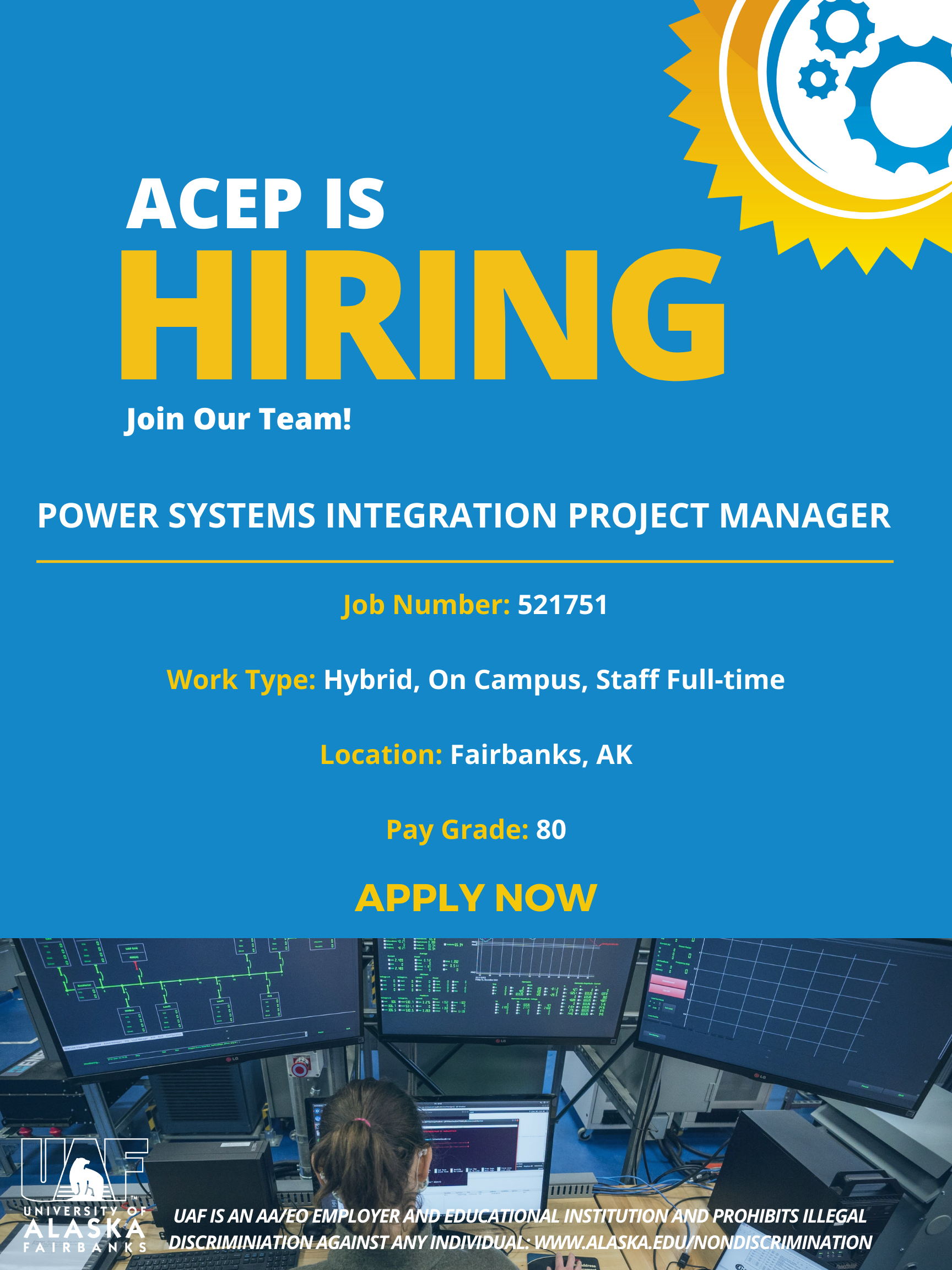 ACEP is Hiring! Power Systems Integration Project Manager