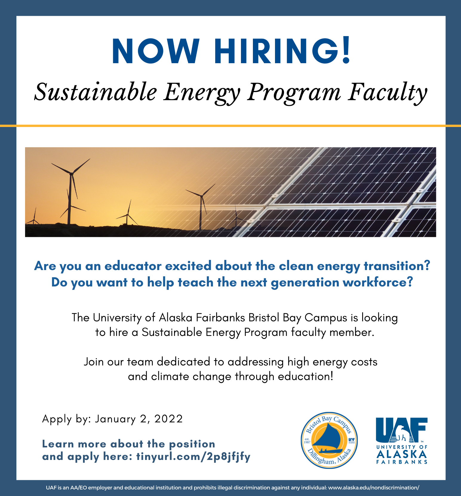 UAF BBC Is Hiring a Term Assistant Professor of Sustainable Energy