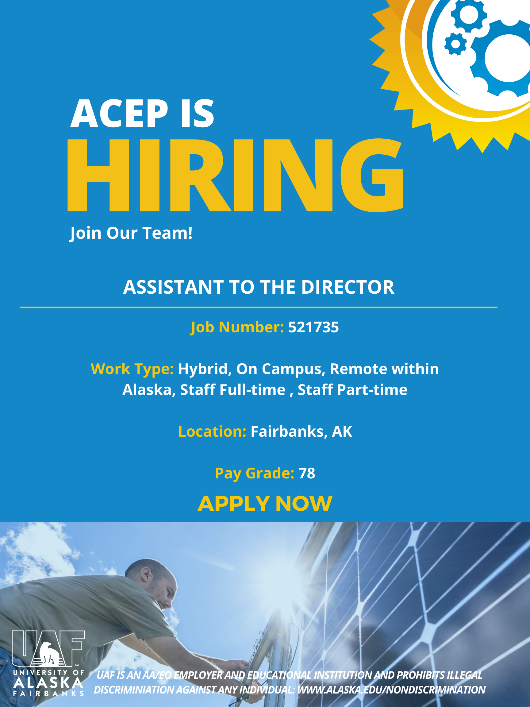 ACEP is Hiring! Assistant to the Director