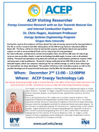 Seminar: Energy Conversion Research Presented by Chris Hagen