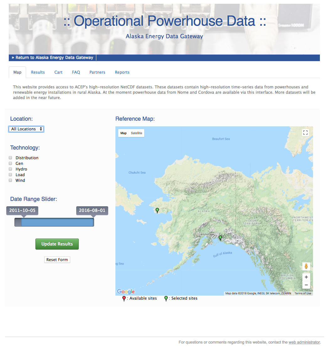 New Website for Alaska Operational Powerhouse Database