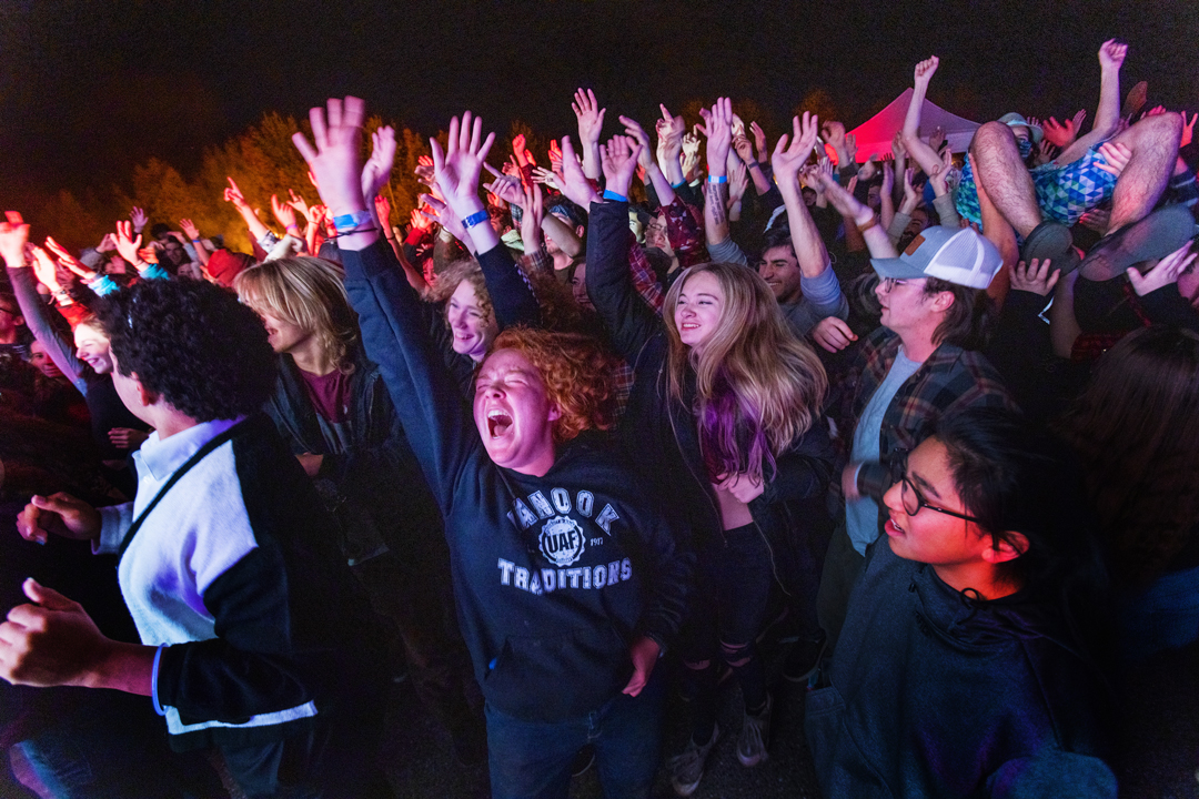 Starvation Gulch 2023 Large crowd of students celebrating at Starvation Gulch 2023