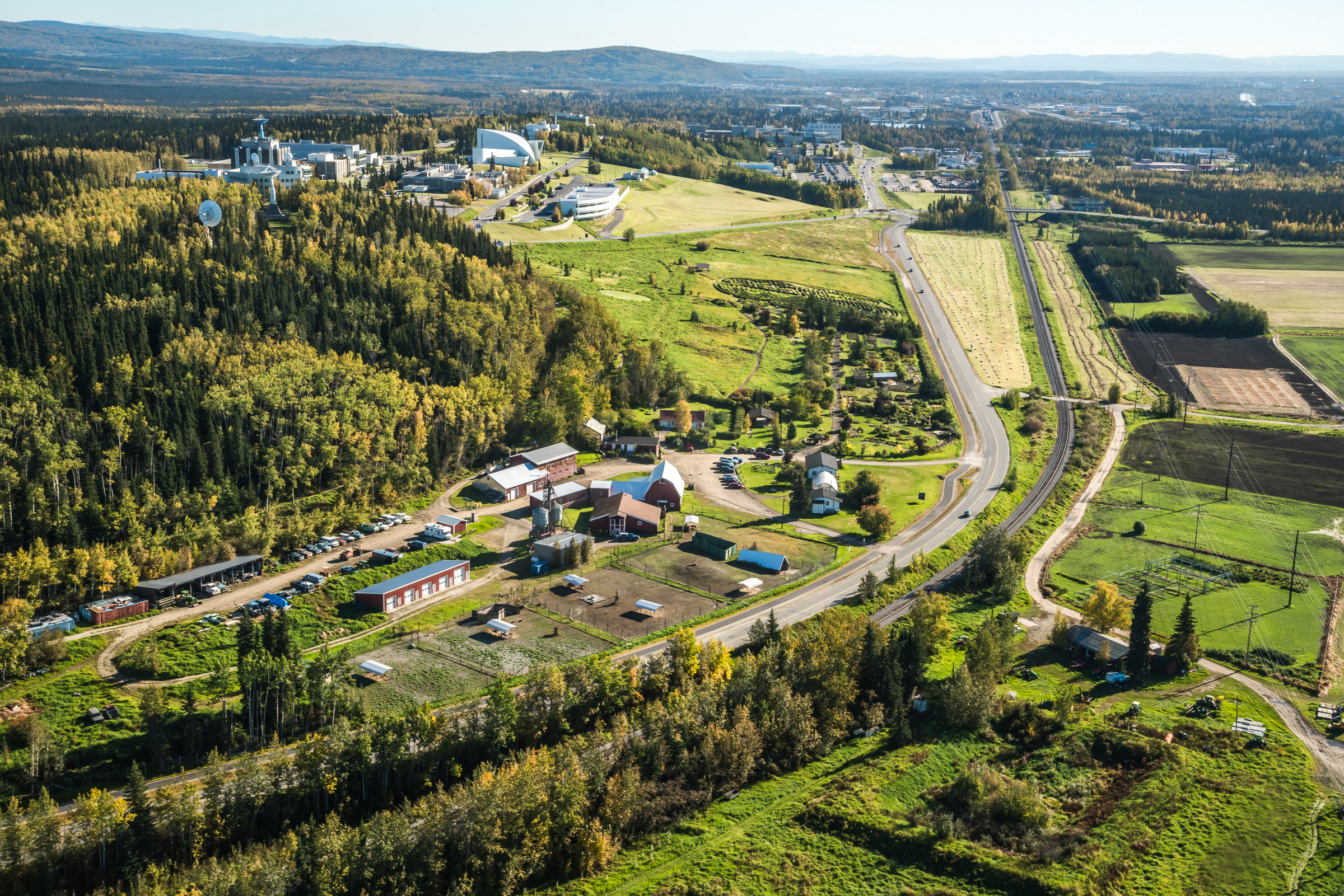 aerial view of Fairbanks Experiment Farm
