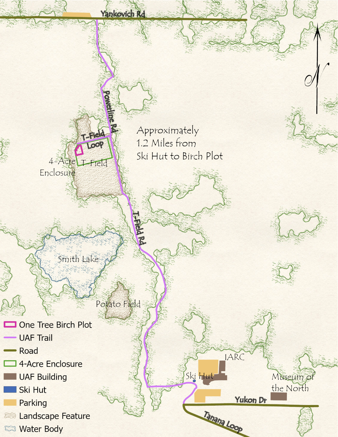 Location map for One Tree birch plot in Fairbanks