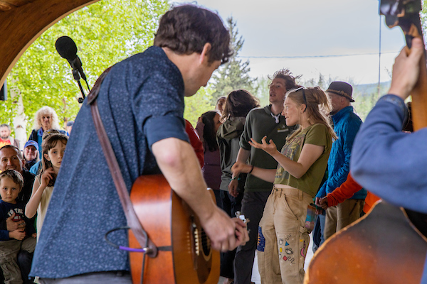 Musician playing in front of audience