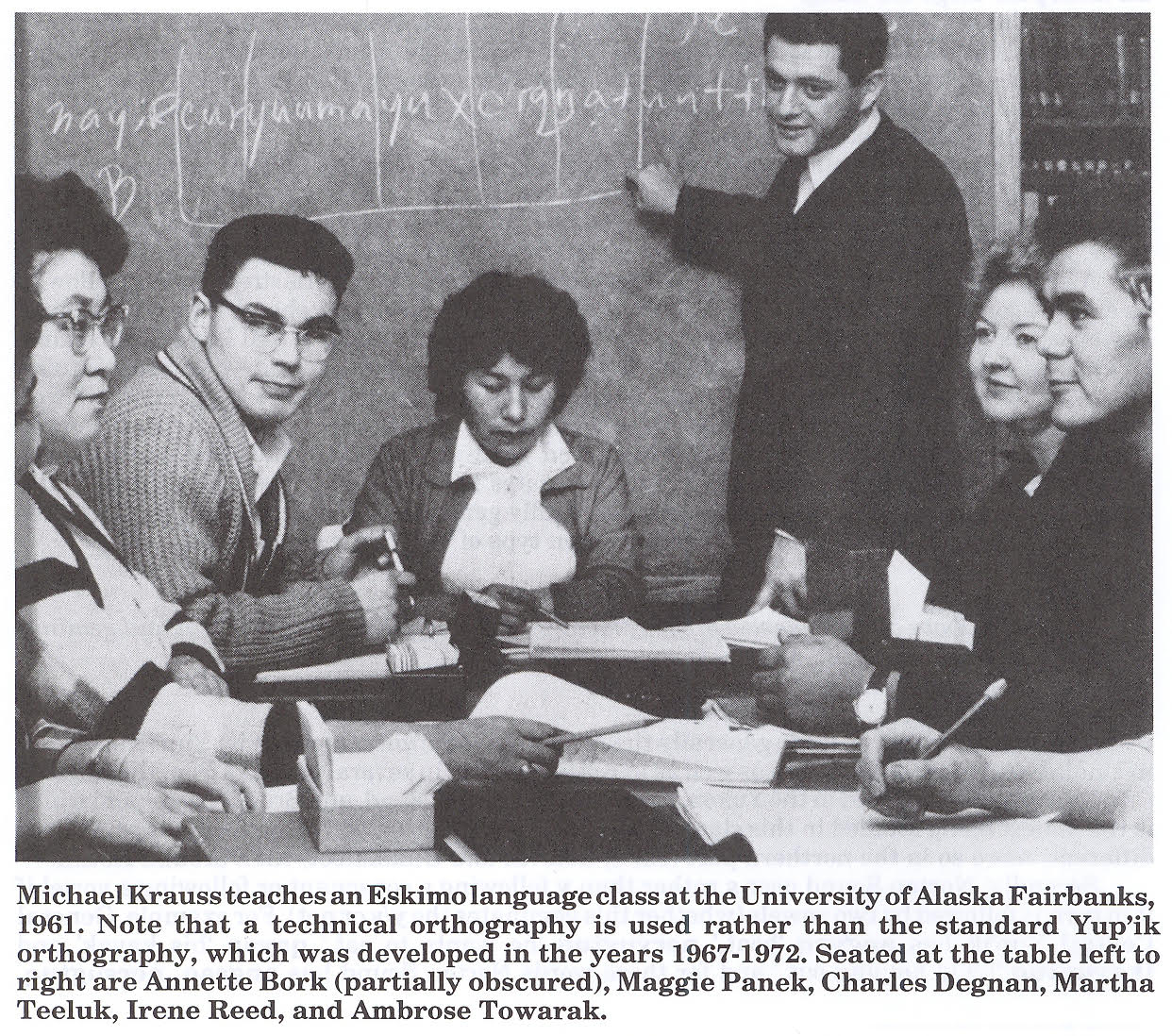 Micheal Krauss teaches language class at UAF in 1961.