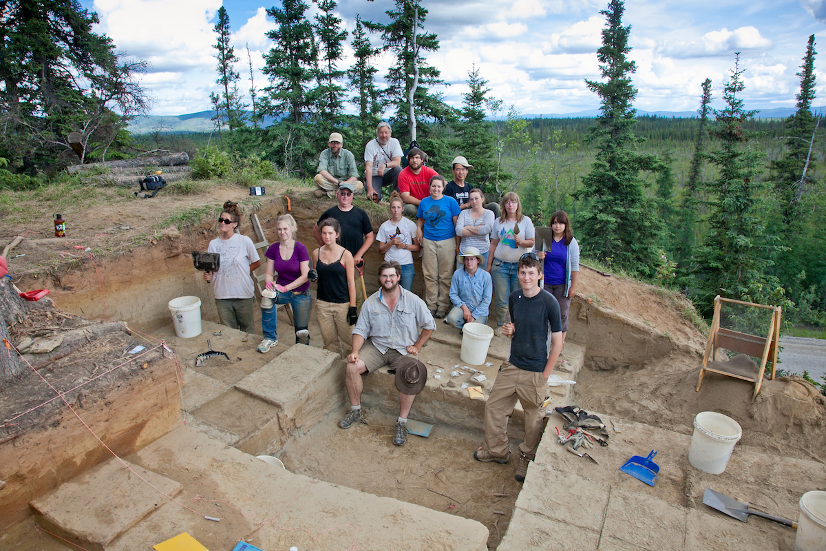 Students from UAF and elsewhere work to find bones and artifacts during an archeaological field camp at a dig site near Delta Junction. UAF Photo by Todd Paris