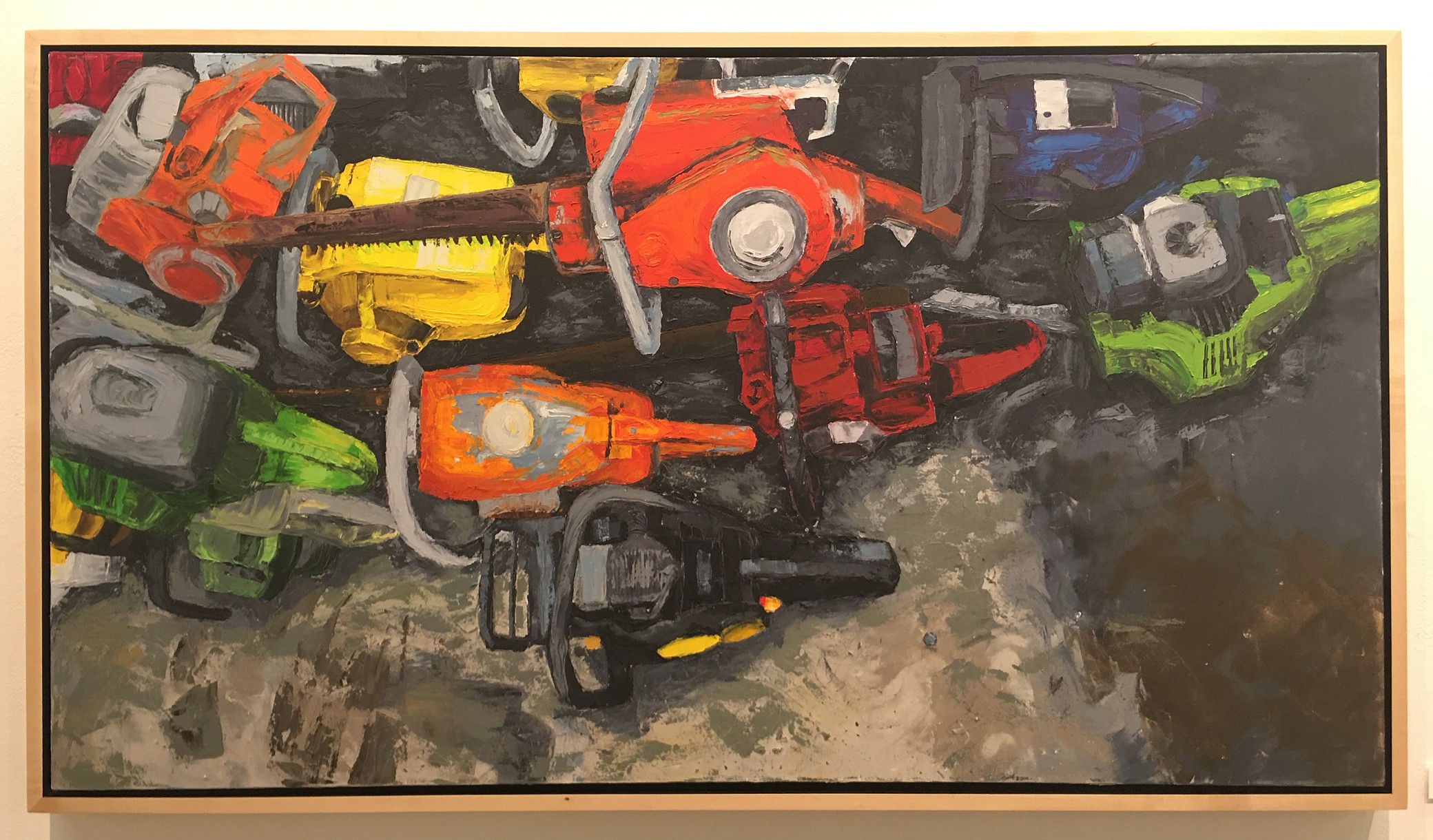 "52 Chainsaw Pickup" cold wax and oil on canvas by Allison Juneau, from Legacy Junk