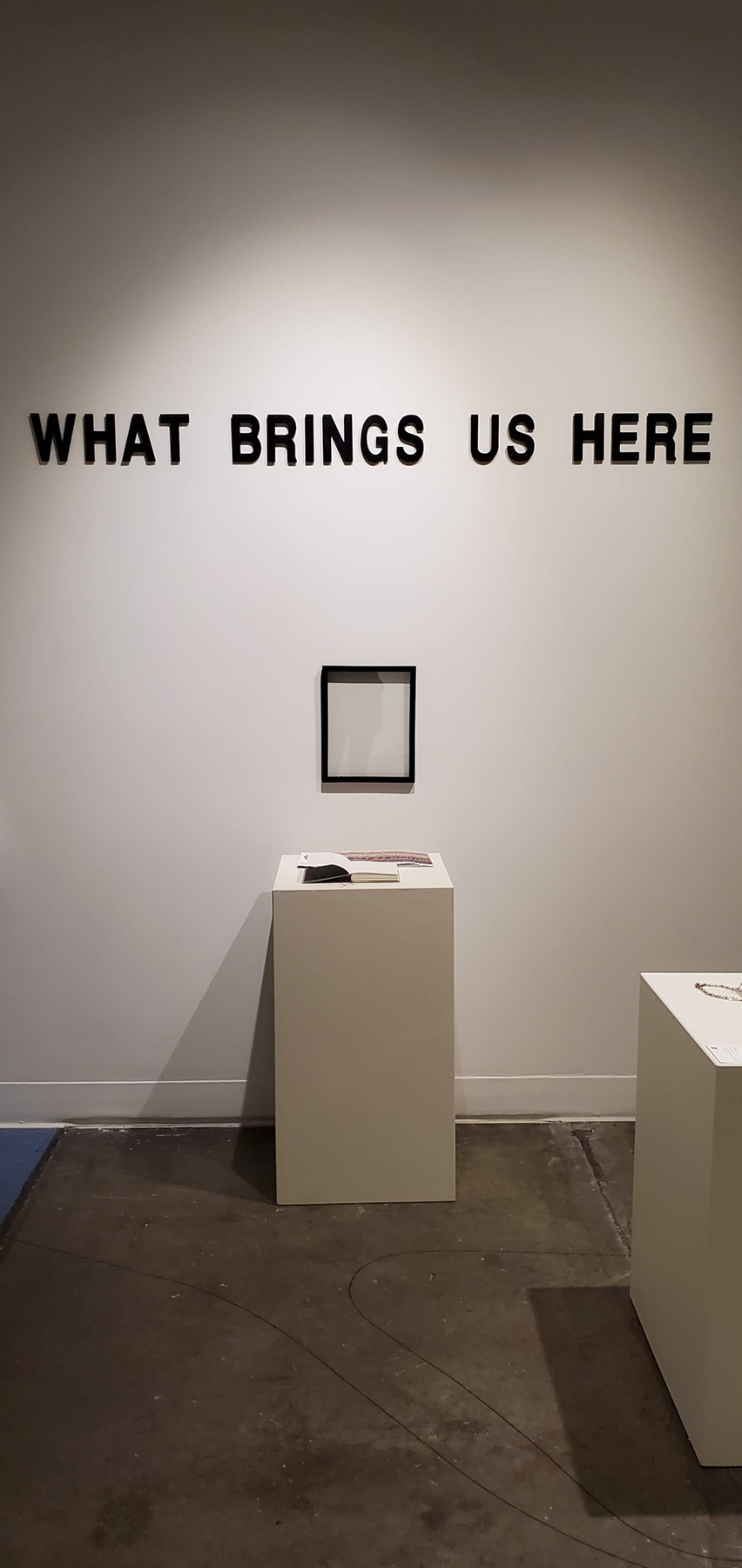 Gallery installation from Christen Booth's exhibition What Brings Us Here, image courtesy of the artist
