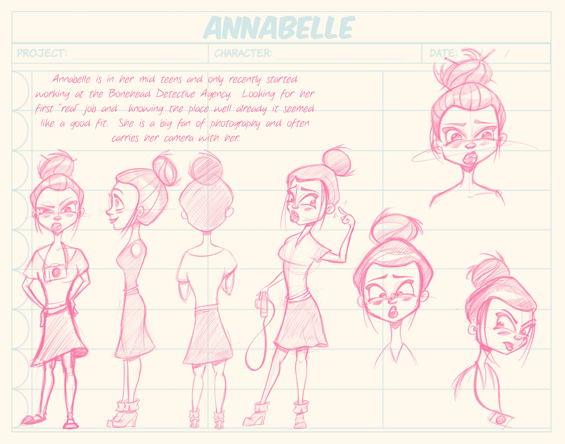 Annabelle model sheet from The Mudsuckle Ritual, image courtesy of the artist