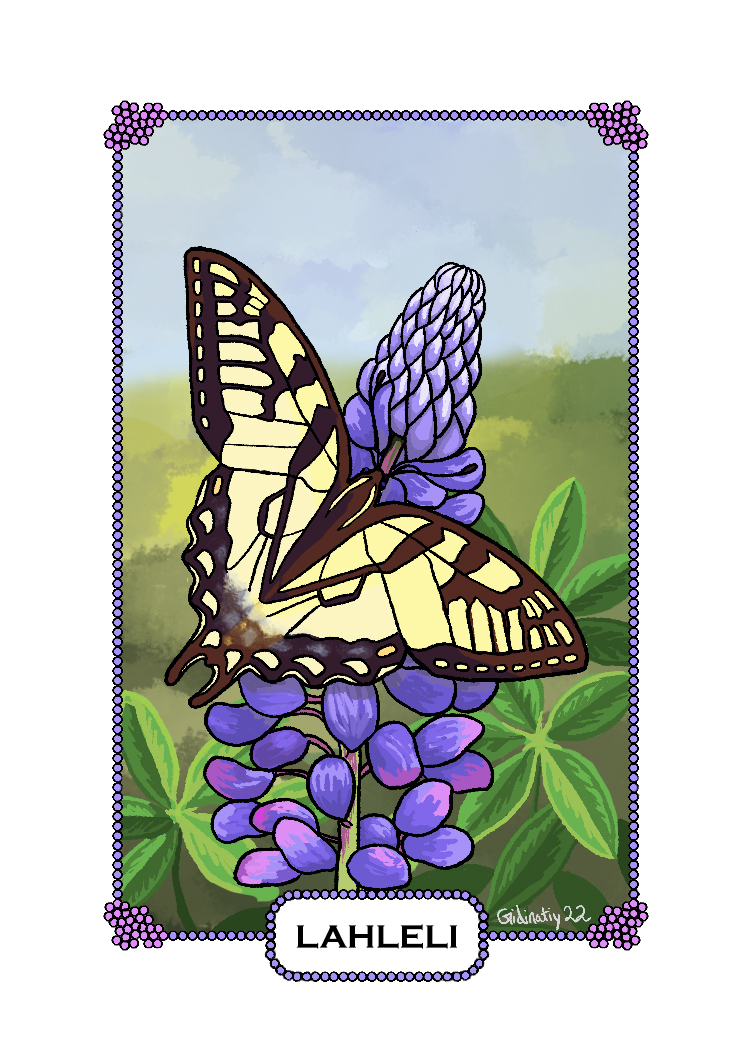 Illustration of a Butterfly, matching card, image courtesy of the artist