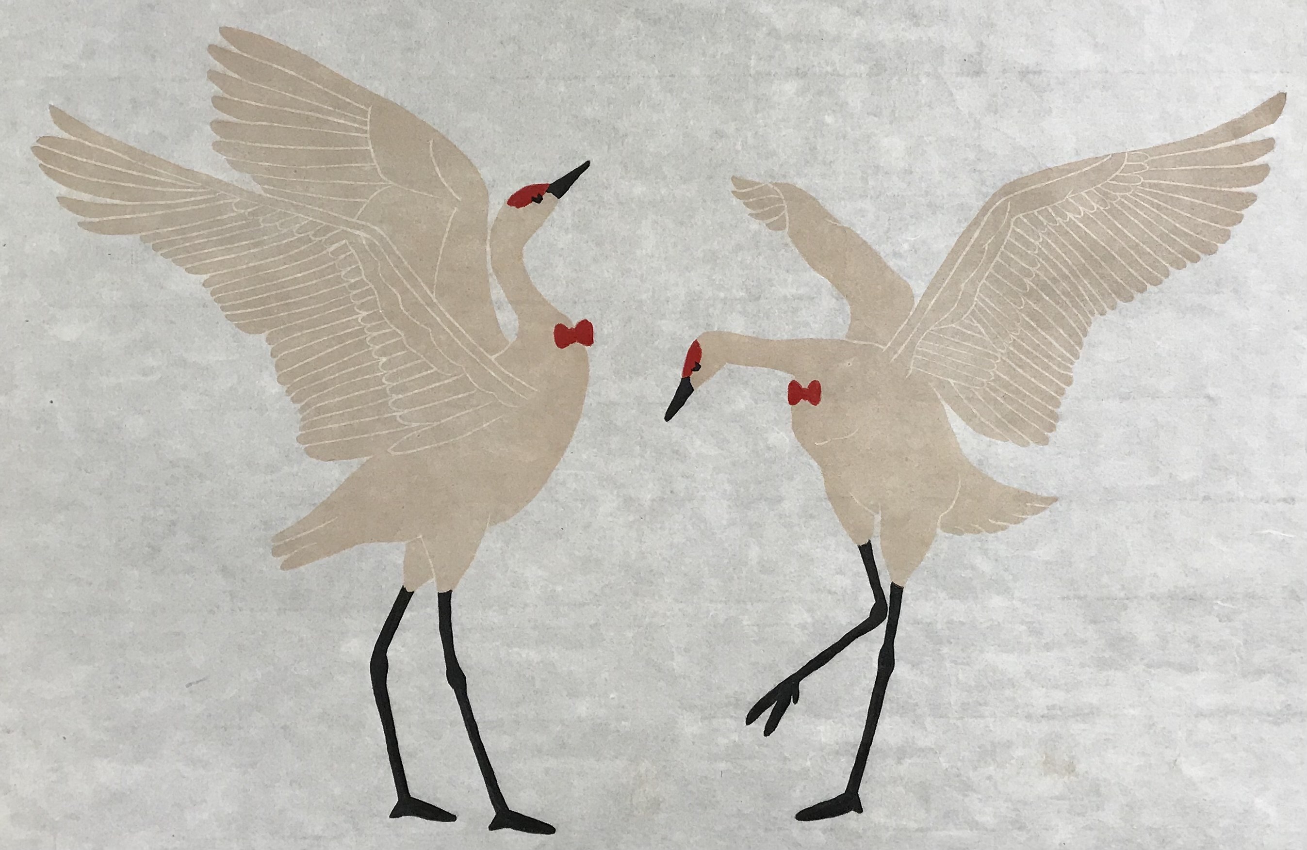 Two cranes facing each other, image courtesy of the artist