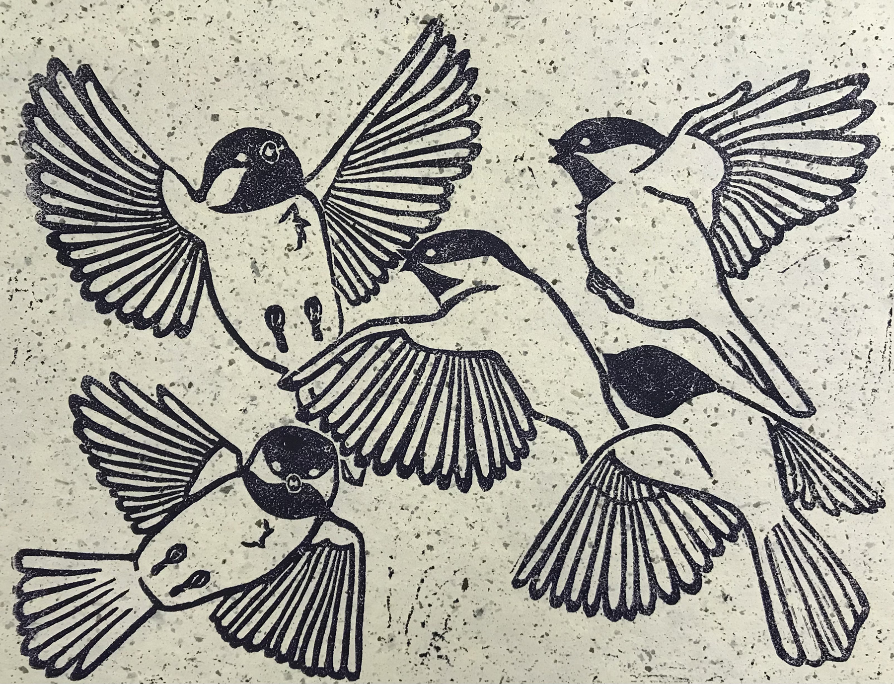 Five birds in flight, courtesy of the artist