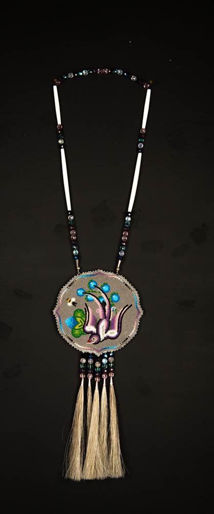 Intricately beaded necklace hand-sewn by Michelle Bailey. Image courtesy of the artist