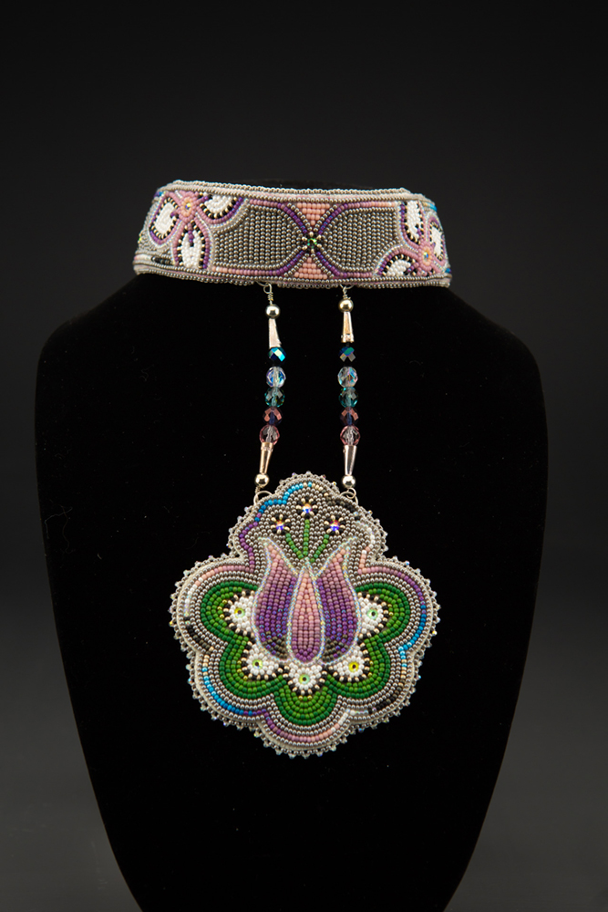 Intricately beaded neck piece hand-sewn by Michelle Bailey. Image courtesy of the artist