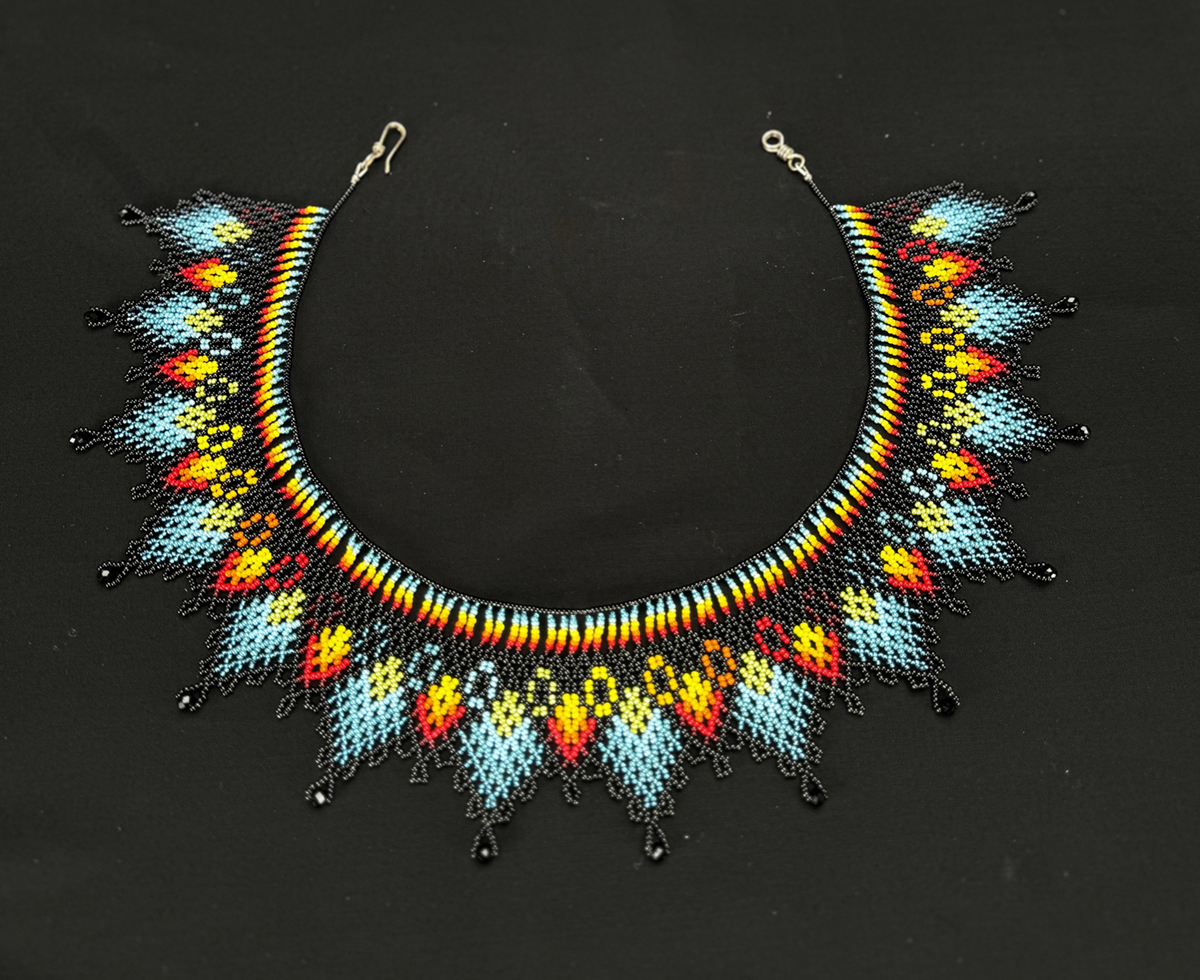 Intricately beaded necklace hand sewn by Michelle Bailey. Photo courtesy of the artist