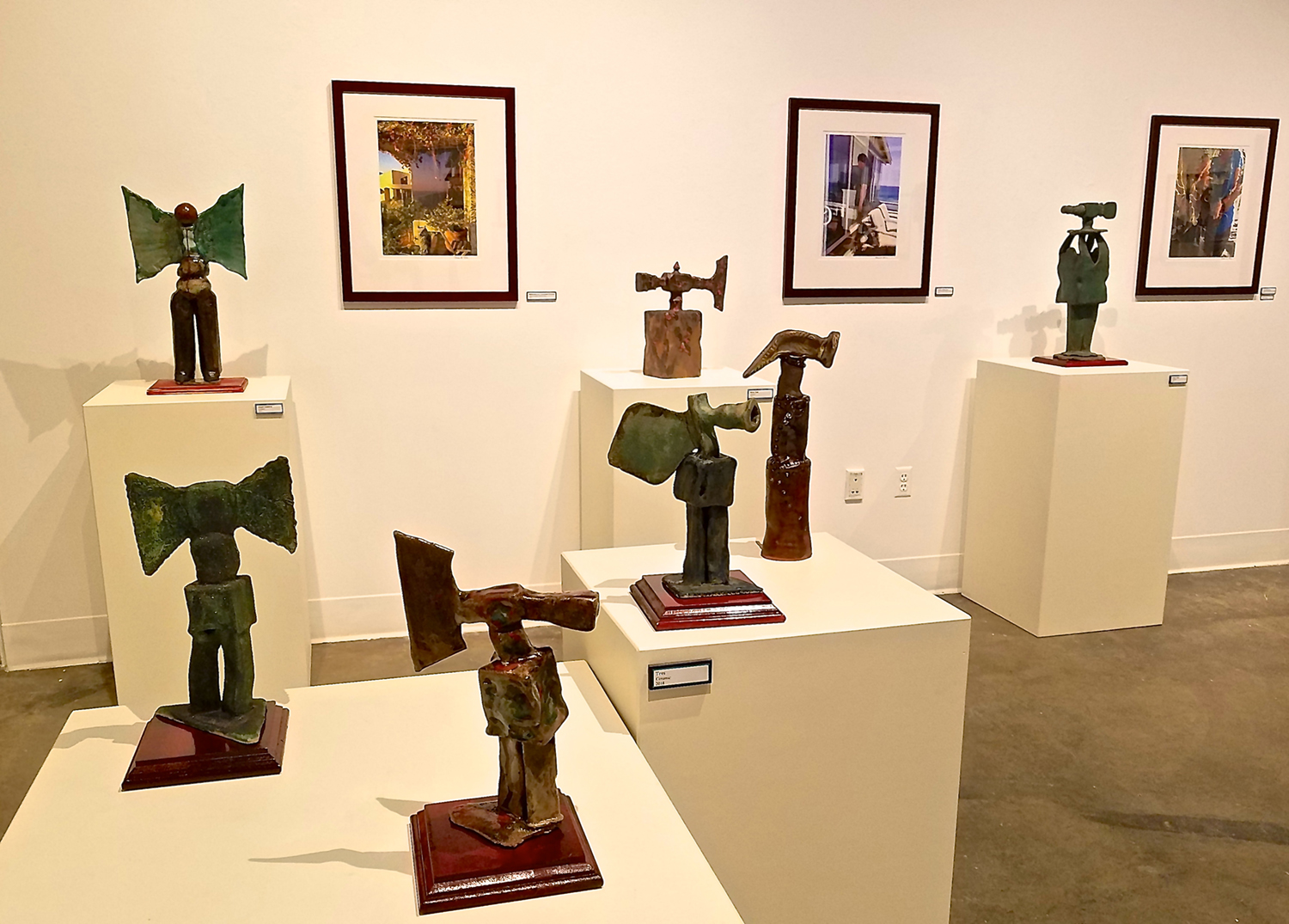 Multiple ceramic tool sculptures on pedestals. Image courtesy of Olena Ellis
