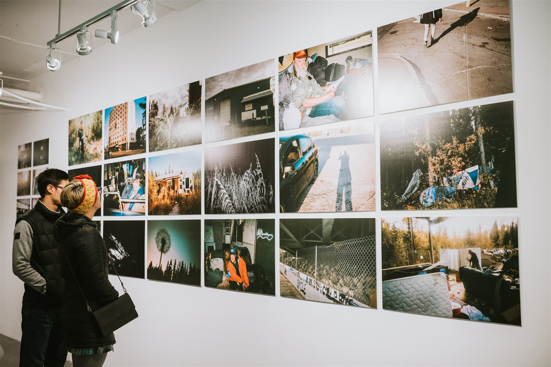 The North Gallery houses the “Through Our Eyes” project. The images displayed in this iteration of the exhibition were all taken by people who are experiencing homelessness in Fairbanks, AK. Most of the images were captured by homelessness children. Image courtesy of Donna Marie Photography