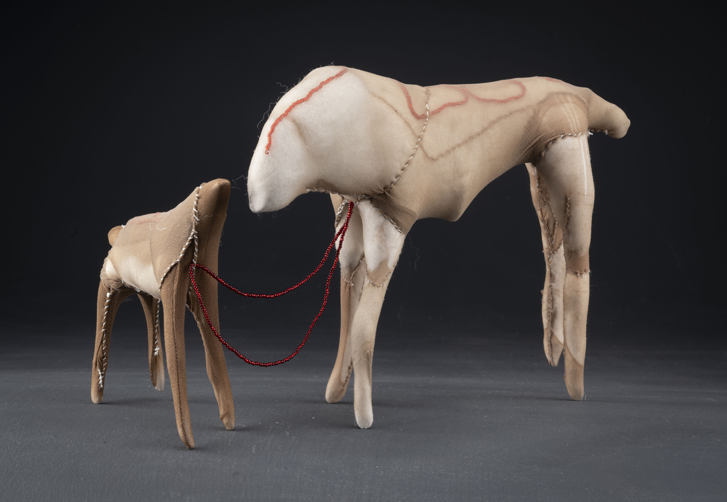 Sculptures of a mother moose and her calf, courtesy of the artist