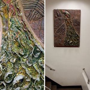 Photo of Ceramic wall piece titled Raku Wall Relief