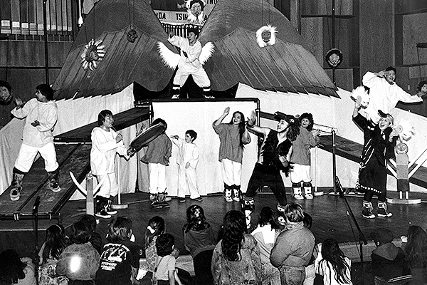 Bethel Spirit Theater performs “Spirit in Things” at the 17th annual Festival of Native Arts in 1990. UAF photo by Cal White.